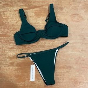 NWT Aqua Tropic Swimwear Forest Green Bikini Set,L